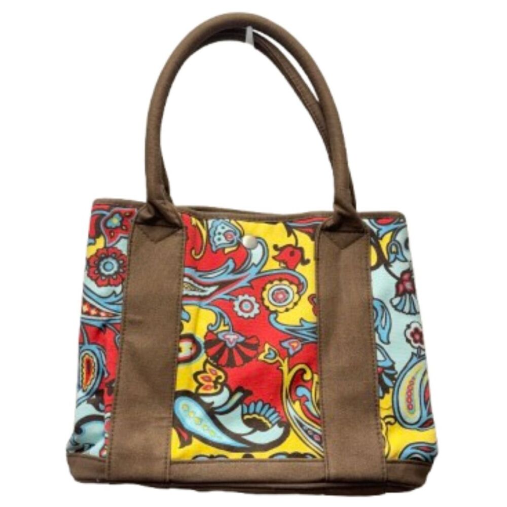 J.Crew Multi Color Paisley Cotton Canvas Handbag Mini Tote Purse Mid 2000s Y2K